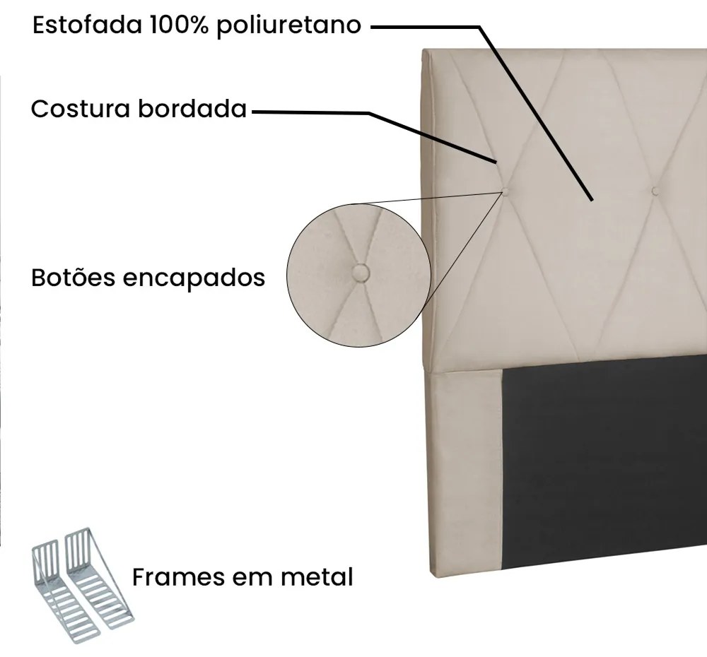 Cabeceira Aquilla Para Cama Box Casal 140 cm Suede Bege - D'Rossi