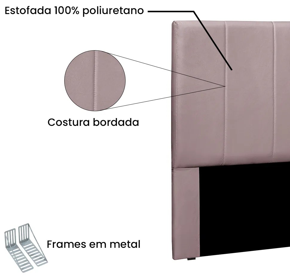 Cabeceira Cama Box Solteiro 90 cm Arizona Veludo Lilás S04 - D'Rossi