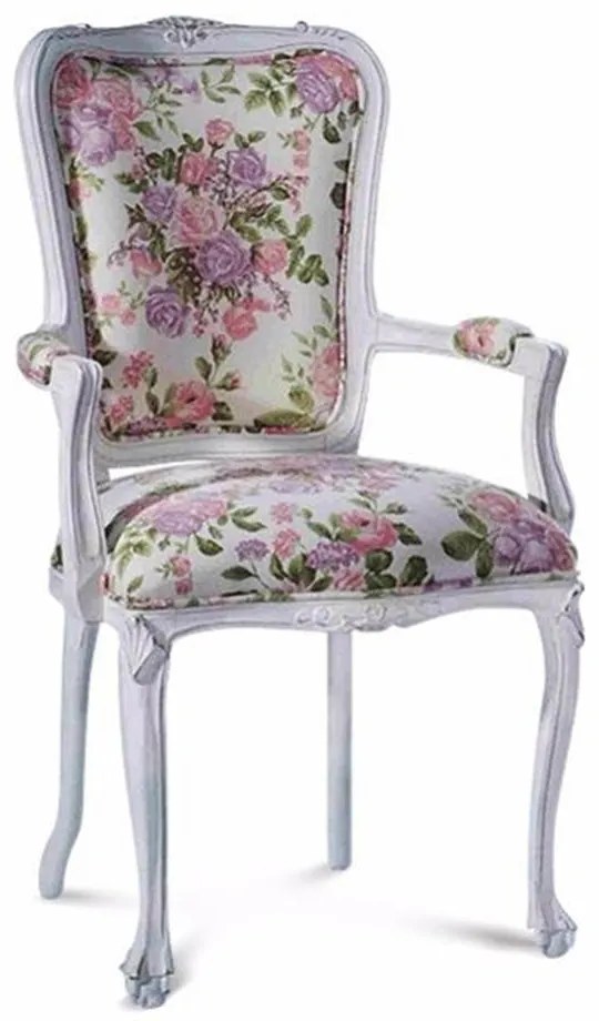 Cadeira com Braço Provençal Entalhada Madeira Maciça Design de Luxo Peça Artesanal