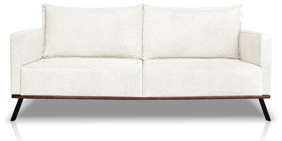 Sofá Living 2 Lugares com Pés de Ferro Almofadas Soltas 200cm Saiph Bouclê Off White G63 - Gran belo