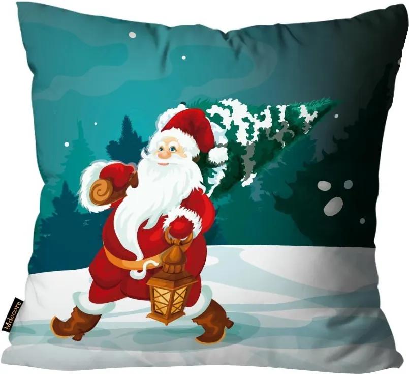 Capa para Almofada Premium Cetim Mdecore Natal Papai Noel Verde45x45cm