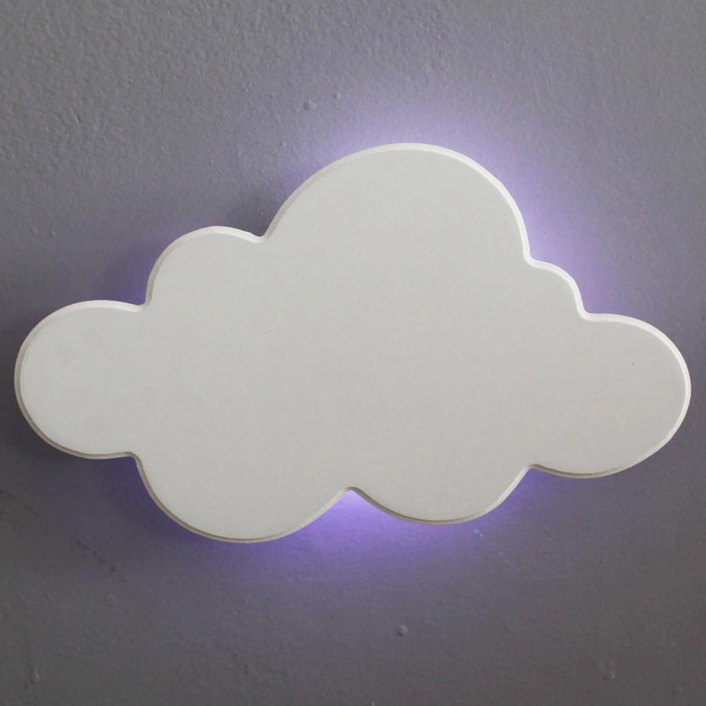 Nuvem Luminária MDF Branca Grande com LED com Luz Fria