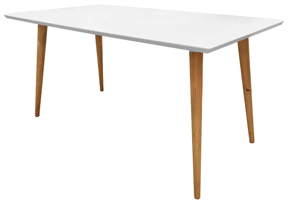 Mesa de Jantar Antonella 160x90 cm Pés Retrô Castanho - D'Rossi - Branco