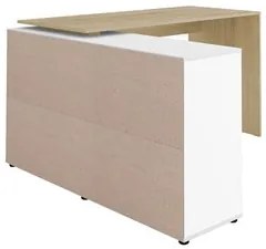 Mesa Escrivaninha em L Eron e Estante Livreiro Stela A06 Branco/Carval