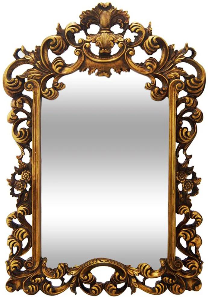 Espelho Moldura em Resina Dourada Detalhes em Relevo
