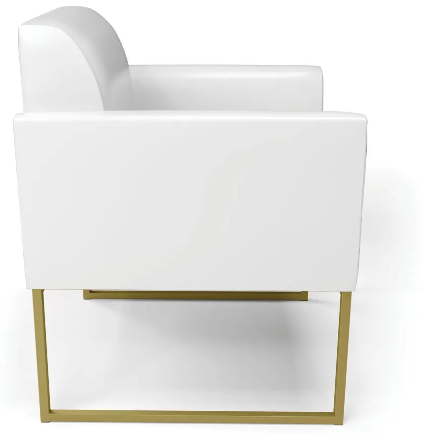 Kit 2 Poltronas Base Industrial Dourado Marisa Corano Branco D03 - D'Rossi