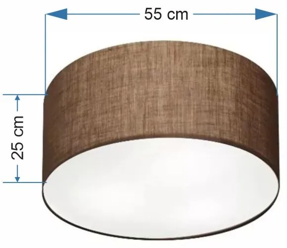 Plafon Cilíndrico Md-3058 Cúpula em Tecido 55x25cm Café - Bivolt