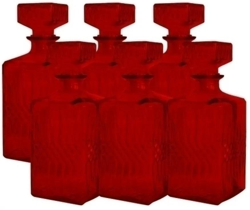 garrafa BOURBON vidro vermelho kit 6pçs Ilunato ZB0001E