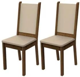 Conjunto 2 Cadeiras 4281 Madesa Rustic/Crema/Pérola Cor:Rustic/Crema/Pérola
