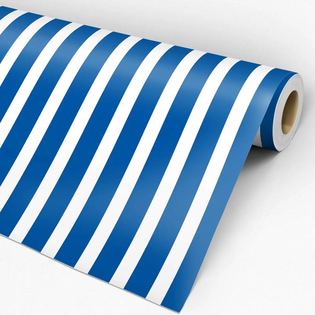 Papel de Parede Listrado Azul e branco 0.52m x 3.00m