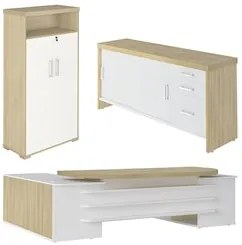 Conjunto Escritório Home Office 3 Peças Corp A06 Carvalho/Branco - Mpo