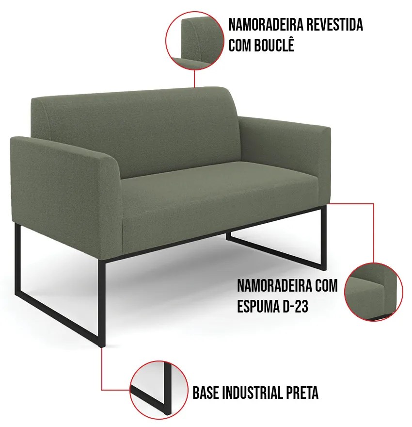 Namoradeira e Poltrona Industrial Preto Marisa Bouclê D03 - D'Rossi - Pistache