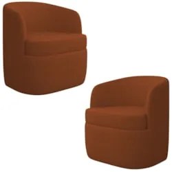 Kit 2 Poltronas Giratória Decorativa para Sala Dandara Z08 Boucle Terr