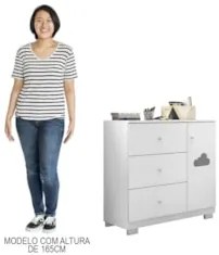 Cômoda Infantil 1 Porta 3 Gavetas Amora Z39 Branco - Mpozenato