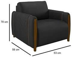 Kit 2 Poltronas Decorativas para Sala de Estar 98cm Amaranto M22 PU Pr