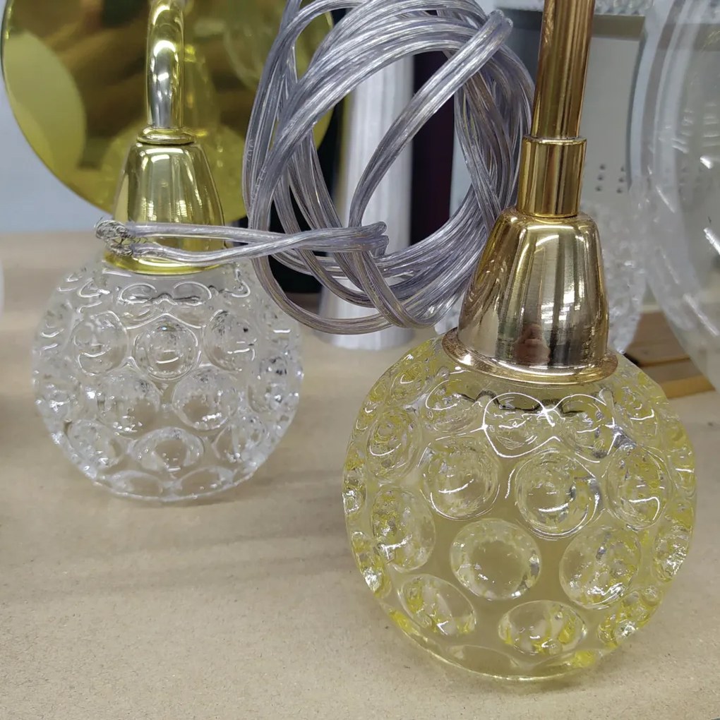 Arandela Bolinha Dupla 12X13X22Cm Metal E Vidro Cristal Ø8Cm 02Xg9 | O... (ROSÊ FOSCO / COBRE BRILHO, CLEAR (TRANSPARENTE))