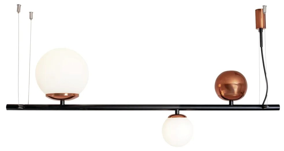 Pendente Organic Horizontal 13X10X100Cm Alumínio E Globo Ø12Cm 2Xg9 Po... (MR-T - Marrom Texturizado)