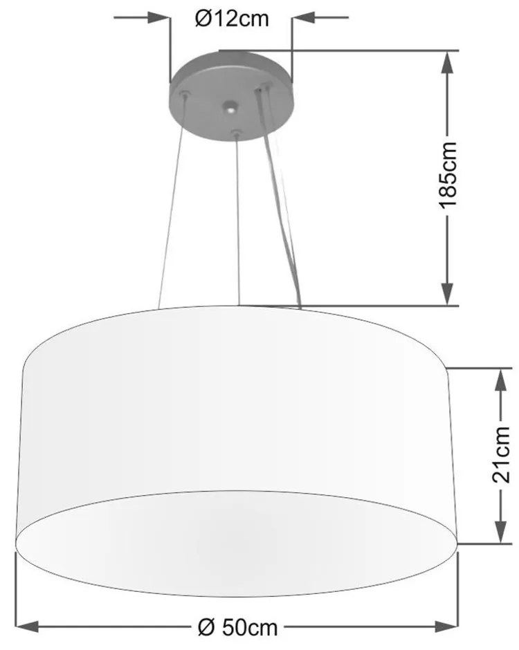 Lustre Pendente Cilíndrico Vivare Md-4047 Cúpula em Tecido 50x21cm - Bivolt