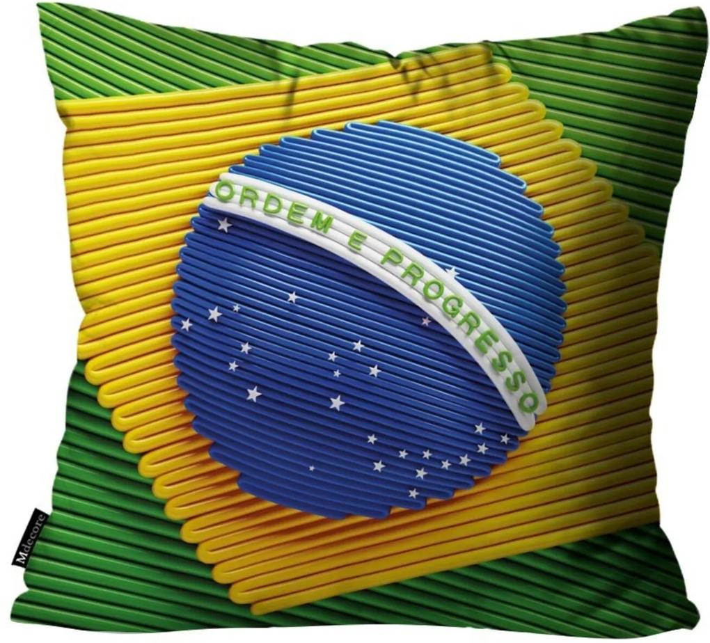 Almofada Mdecore Bandeira do Brasil Colorida 45x45cm