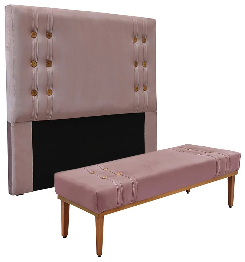 Cabeceira Cama Box Solteiro 90cm e Recamier Gênova Veludo Lilás S04 - D'Rossi