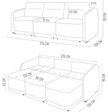 Sofá Cama Casal para Sala 276cm Polska Z08 Veludo Azul - Mpozenato