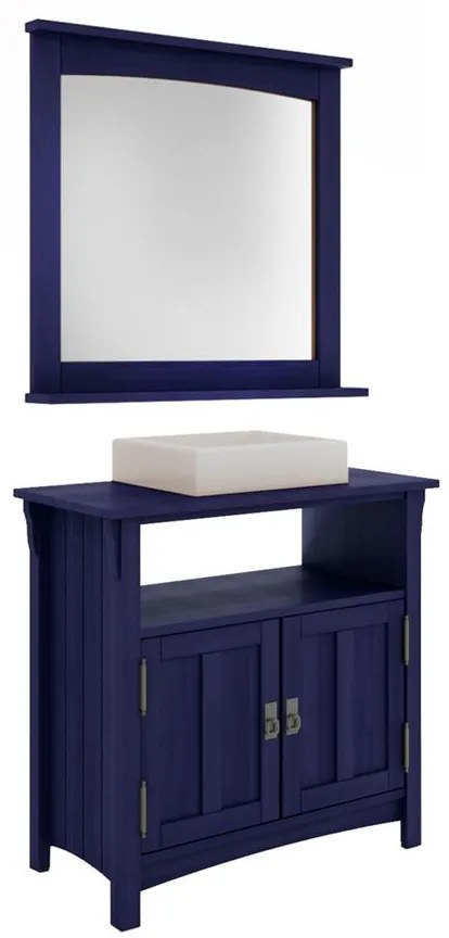 Conjunto Para Banheiro Mission com Balcão 2 Portas Azul - Wood Prime MR 38722