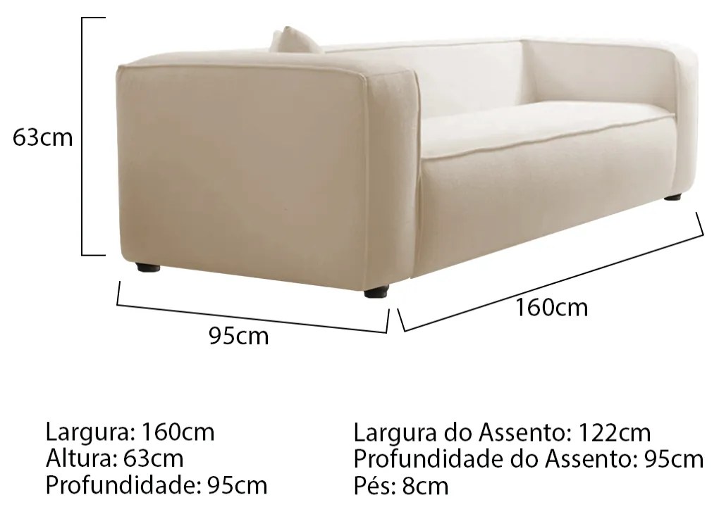 Sofá 2 Lugares 160cm Orgânico Luxo Recepção Cecília Linho - ADJ Decor