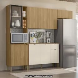 Cozinha Compacta Balcão Sem Tampo Laura Plus Freijó/Soft Z06 - Mpozena