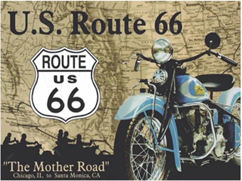 Placa Decorativa US Route 66 Média em Metal - 30x20cm