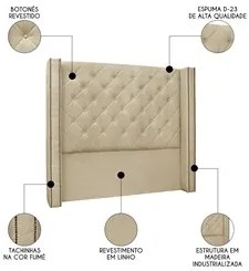 Cabeceira Casal Cama Box 140cm Louise S06 Linho Dourado - Mpozenato