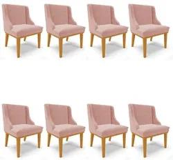 Kit 6 Cadeiras Estofadas para Sala de Jantar Base Fixa de Madeira Cast