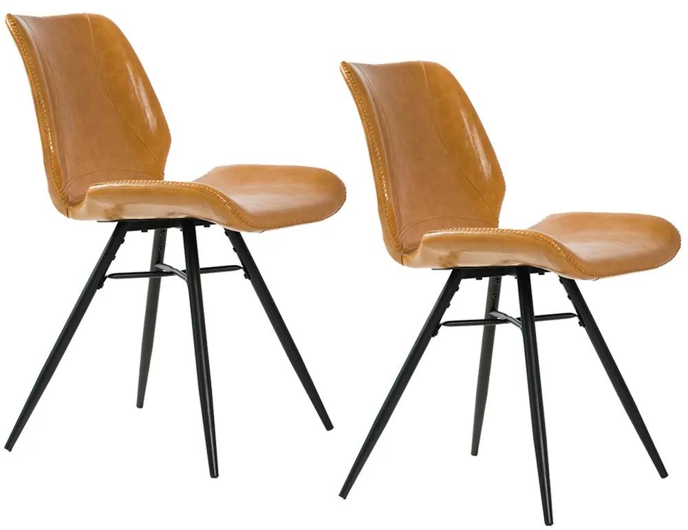 Kit 02 Cadeiras Para Sala de Jantar Cozinha Long Marrom Vintage Brown - Gran Belo