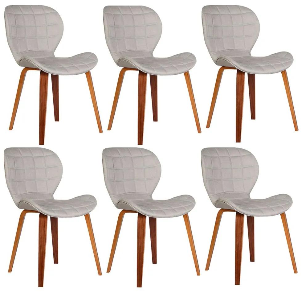 Kit 6 Cadeiras Decorativas de Escritório Recepção GranClass Linho Bege - Gran Belo