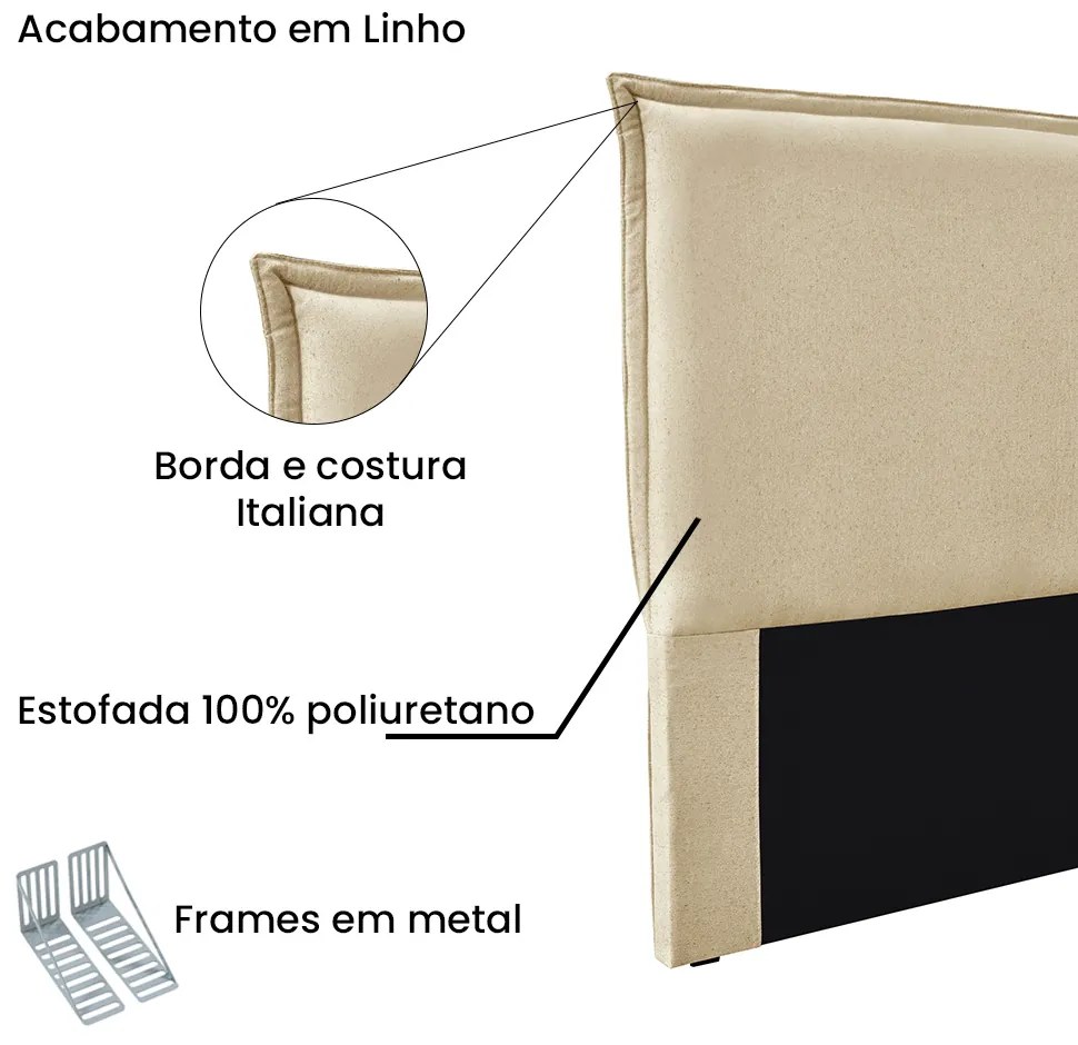 Cabeceira Cama Box King 195 cm Garden Linho S04 - D'Rossi - Dourado