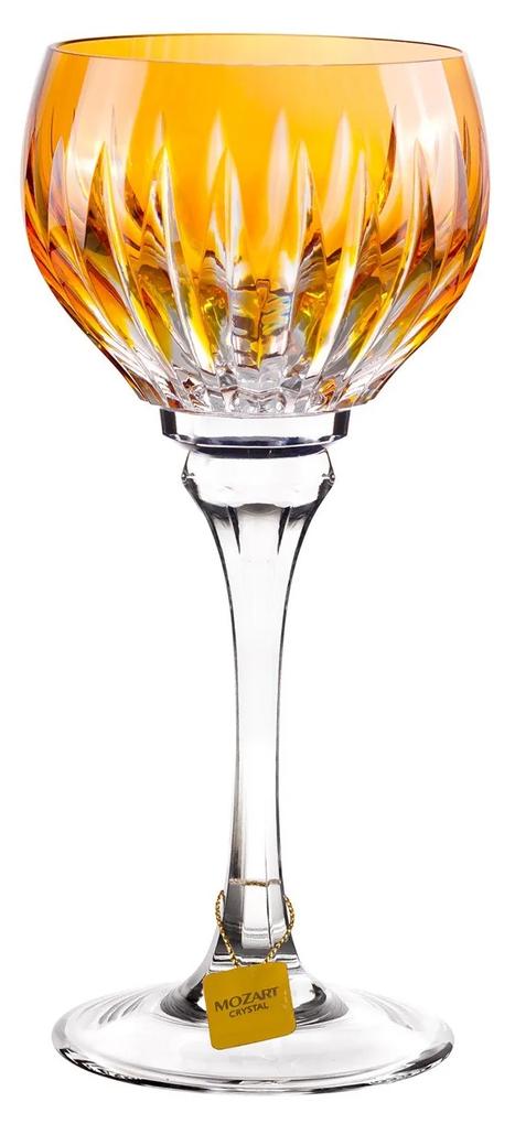 Taça de Cristal Lapidado Artesanal p/ Vinho Branco - Amarelo - 16