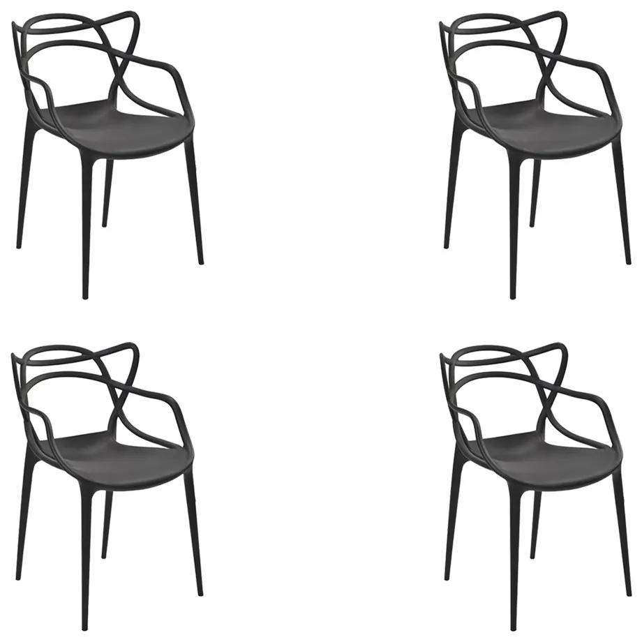 Kit 4 Cadeiras Decorativas Sala e Cozinha Feliti (PP) Preto G56 - Gran Belo