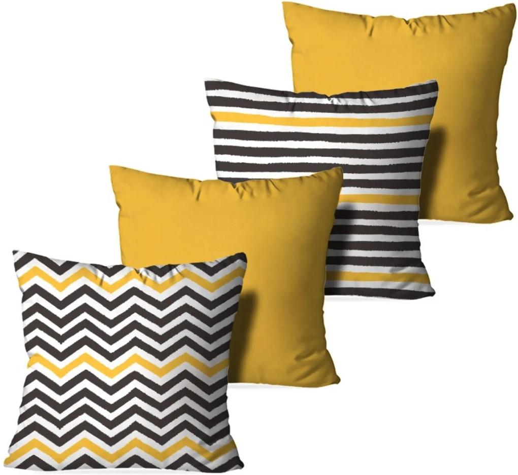 Kit 4 Capas Love Decor para Almofadas Decorativas Abstrato Stripes Multicolorido Amarelo