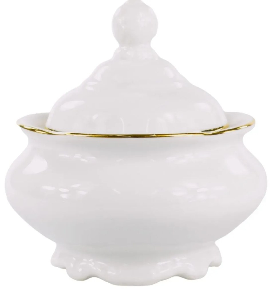 Açucareiro Porcelana Schmidt - Dec. Pomerode Filetado Ouro 0010