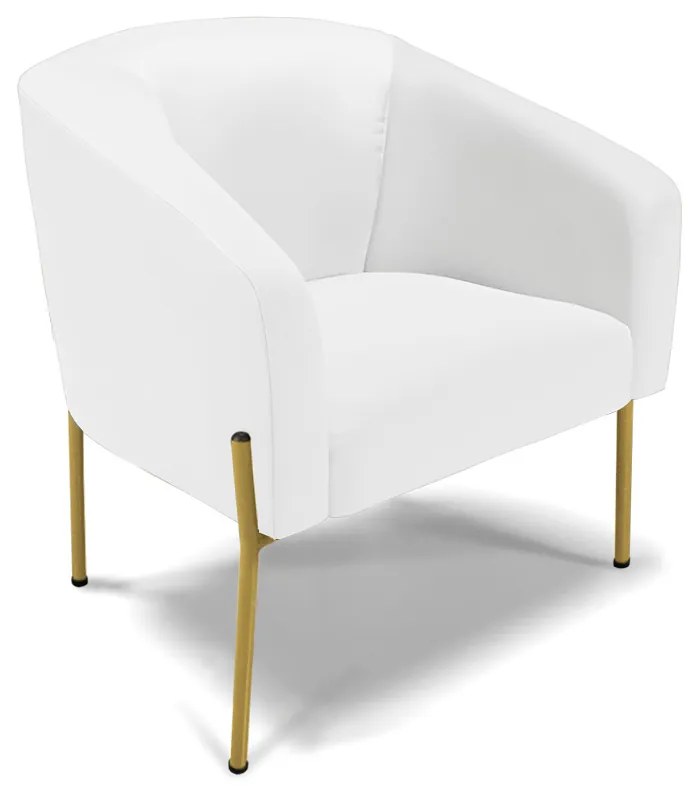 Namoradeira e 2 Poltronas Pé de Ferro Dourado Stella Sintético D03 - D'Rossi - Branco