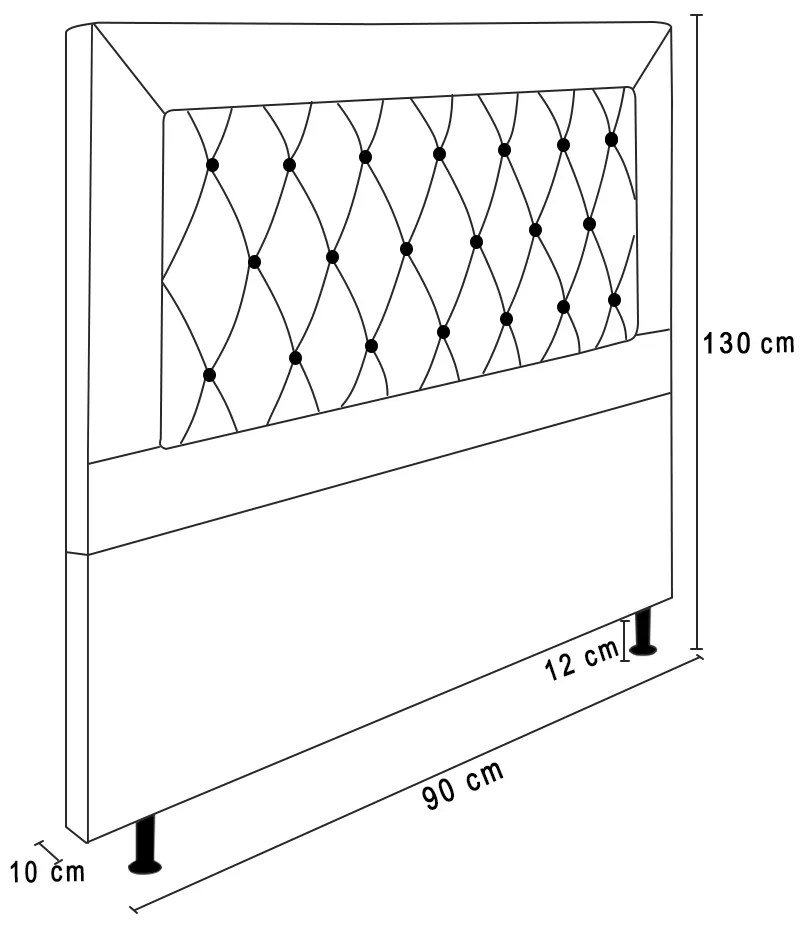 Cabeceira Malta Para Cama Box Solteiro 90 cm Veludo Marfim - D'Rossi