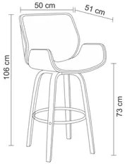 Kit 3 Banquetas Alta Giratória com Encosto Base Madeira Argo R02 Sinté