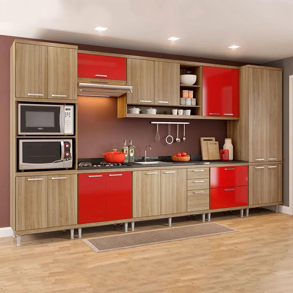 Cozinha Completa Sem Tampo 17 Portas 5832 Argila/Vermelho - Multimóveis