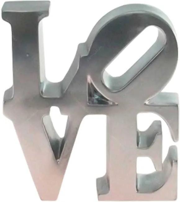 Palavra Love NY Decorativa Prata em Resina - 16x15 cm