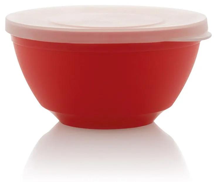 Bowl de plástico com tampa 500ml - Vermelho