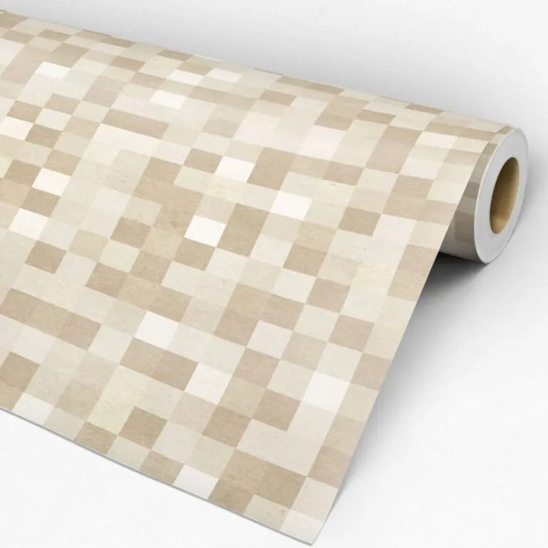 Papel de parede adesivo pastilha creme com efeito textura