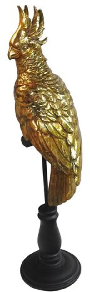 Escultura Decorativa Dourado com Formato de Pássaro - 52x13x15cm