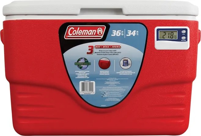 Caixa Térmica com Termômetro 36 QT Vermelho 34 Litros - Coleman