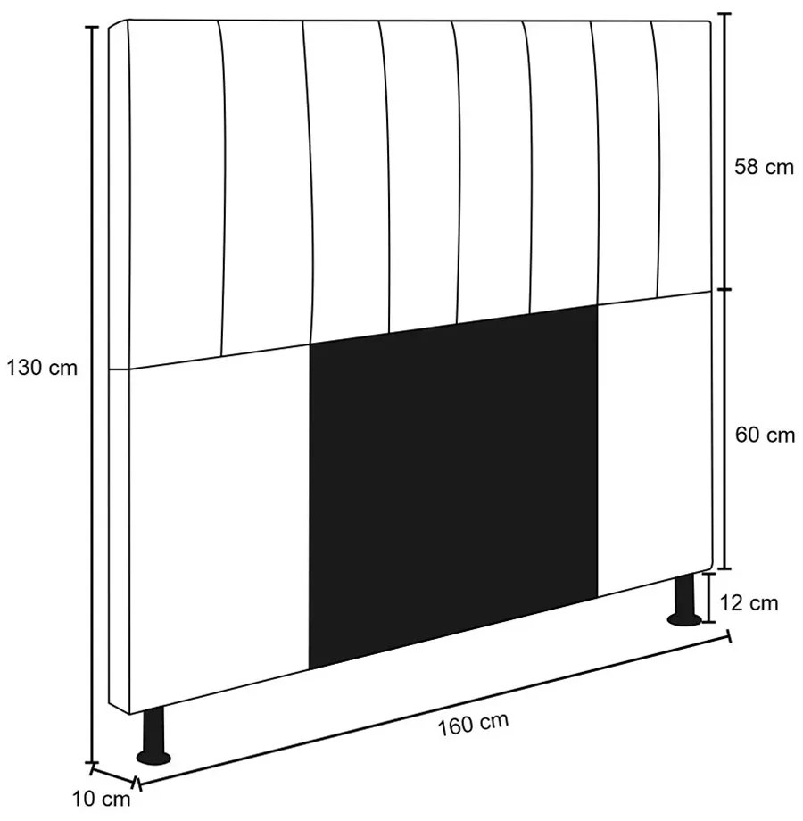 Cabeceira Jade Para Cama Box Queen 160 cm Corino - D'Rossi - Preto