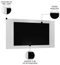 Painel para TV Suspenso 40 Pol Extensível 120cm Global Carvalho Branco