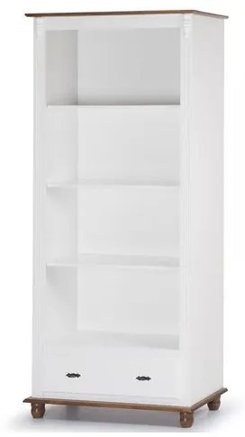 Estante Alanya 3 Prateleiras 1 Gaveta Branco e Imbuia 90cm - 68191 Sun House